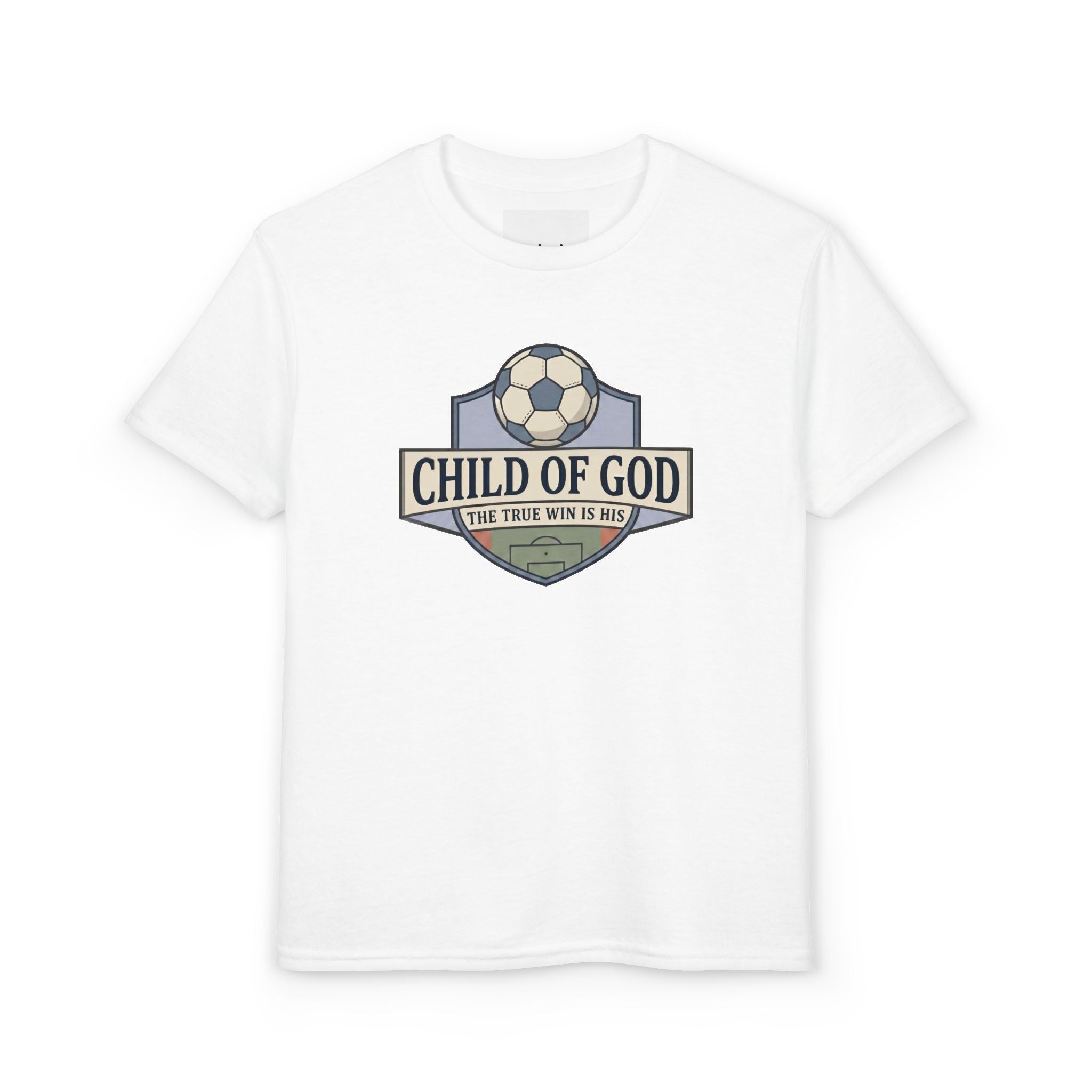 'Child of God' Soccer Team Kids Tee in White – Kids clothes | Little Ark | Christian Clothing Brand
