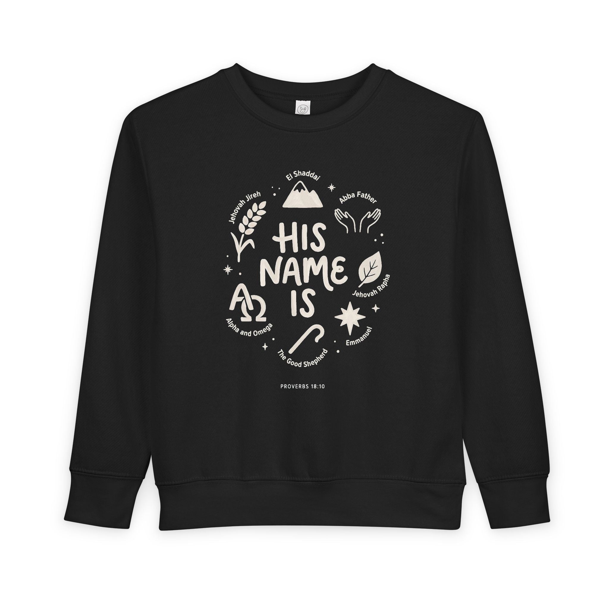 'His Name Is' Toddler Crewneck Sweatshirt – Kids clothes | Little Ark | Christian Clothing Brand