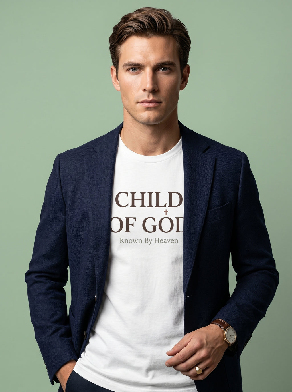 'Child of God' - 'Known by Heaven' Mens Tee in – T-Shirt | Little Ark | Christian Clothing Brand